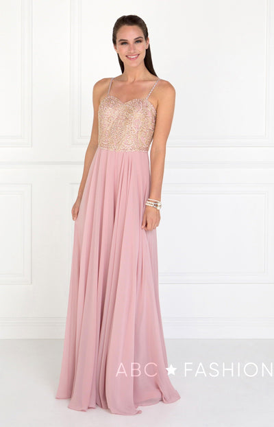 Long Embellished Sweetheart Chiffon Dress by Elizabeth K GL1571-Long Formal Dresses-ABC Fashion