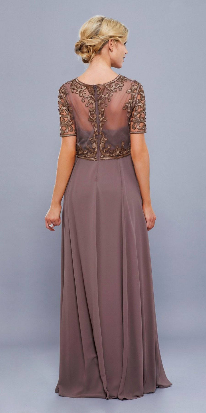 Long Embroidered Chiffon Dress by Nox Anabel 5151-Long Formal Dresses-ABC Fashion