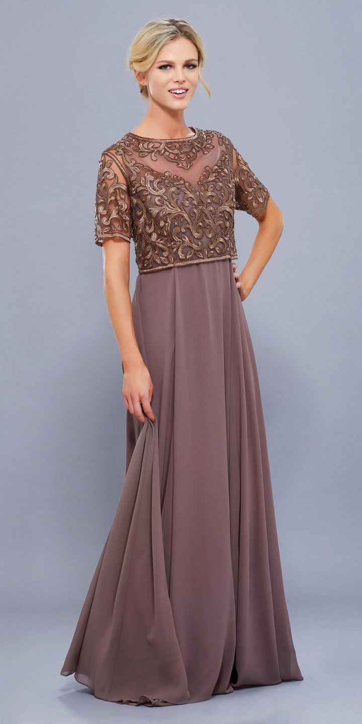 Long Embroidered Chiffon Dress by Nox Anabel 5151-Long Formal Dresses-ABC Fashion