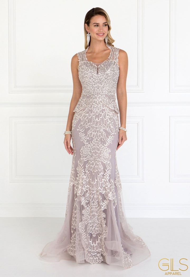 Long Embroidered Mauve Dress by Elizabeth K GL1530-Long Formal Dresses-ABC Fashion