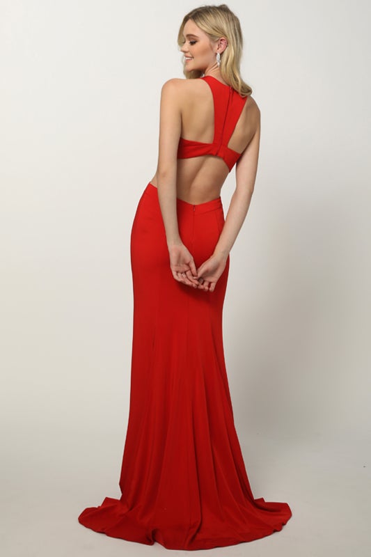 Long Fitted Cutout Dress by Juliet 679