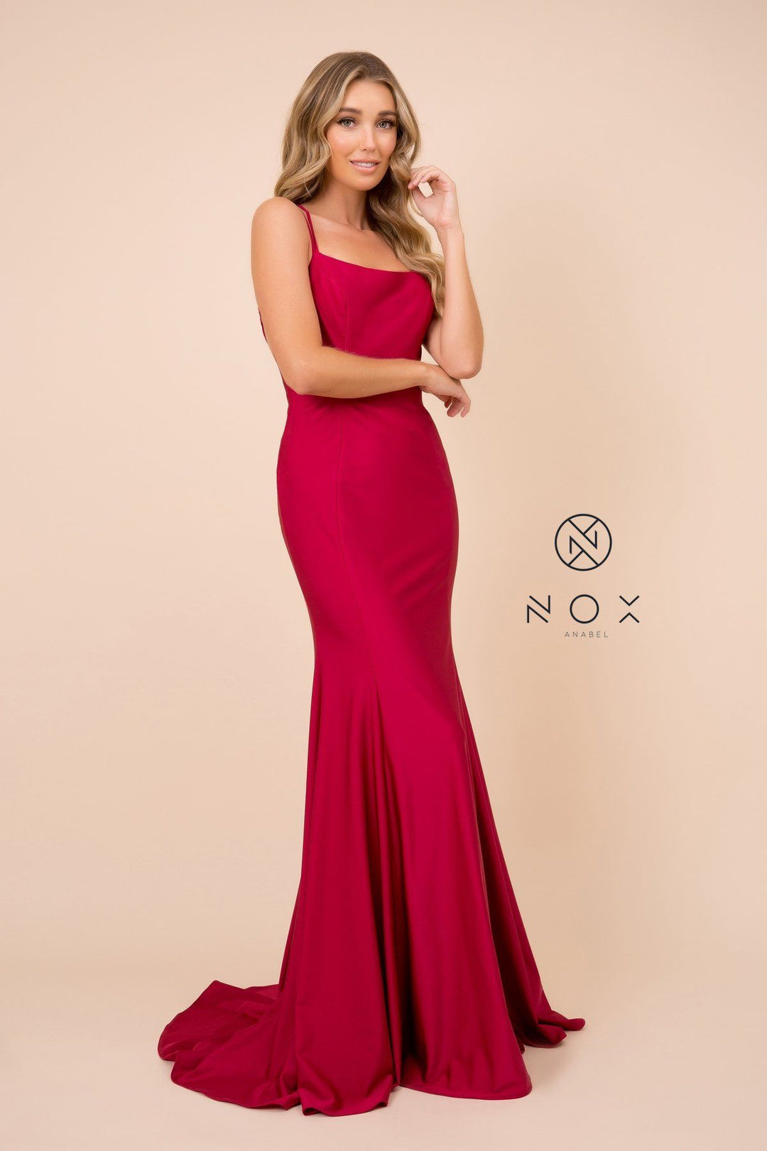 Long Fitted Dress with Corset Open Back by Nox Anabel C301