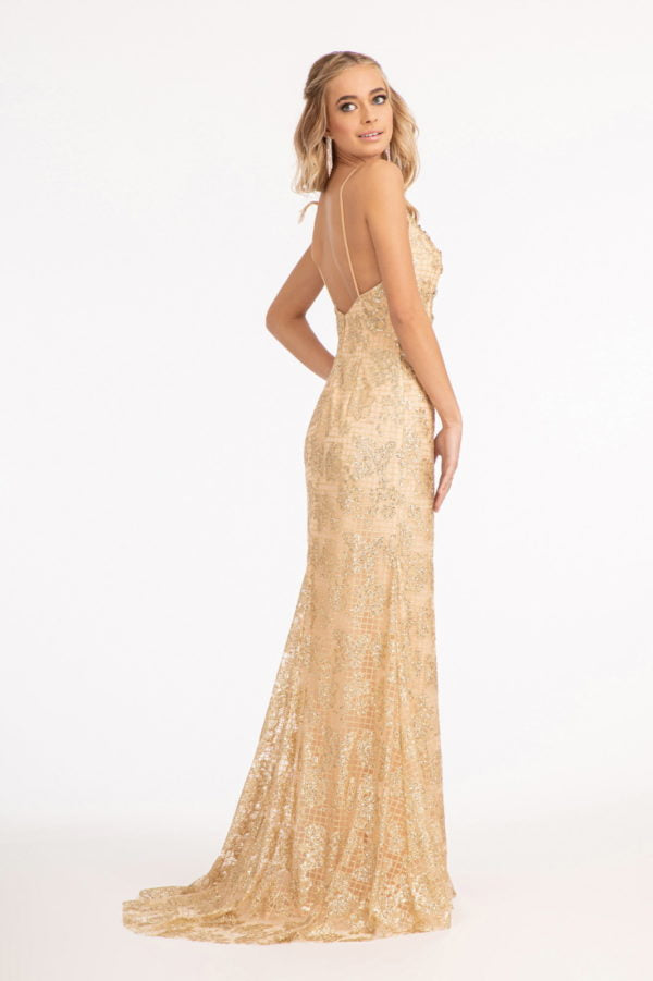 Long Fitted Glitter Print Dress by Elizabeth K GL3004