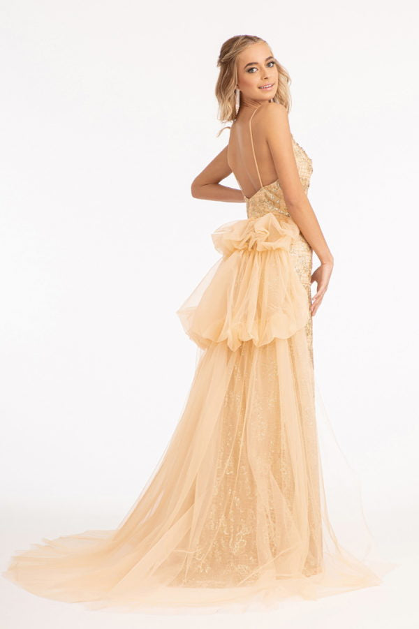 Long Fitted Glitter Print Dress by Elizabeth K GL3004