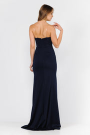 Long Fitted Illusion Strapless Dress by Poly USA 8488