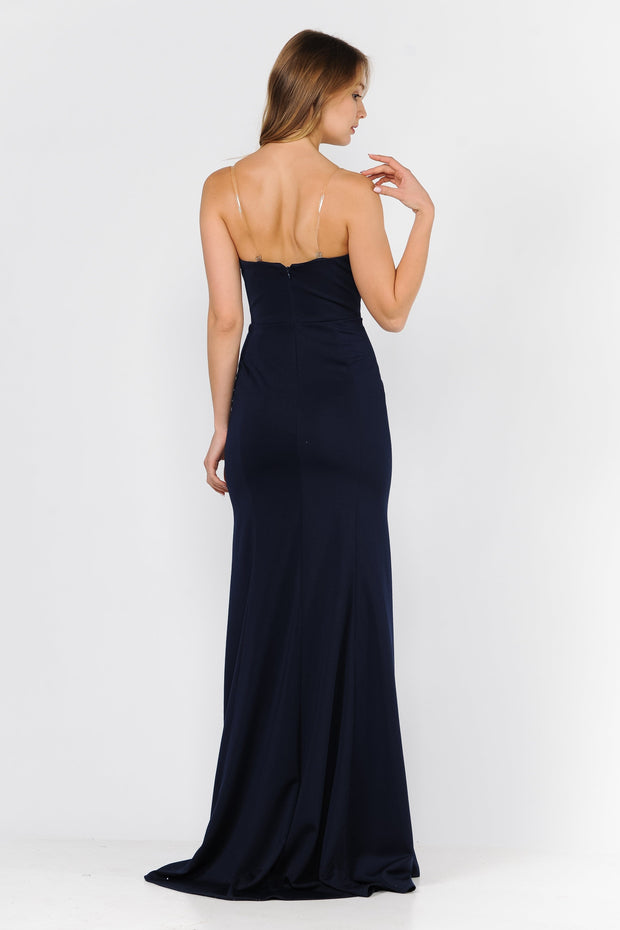 Long Fitted Illusion Strapless Dress by Poly USA 8488