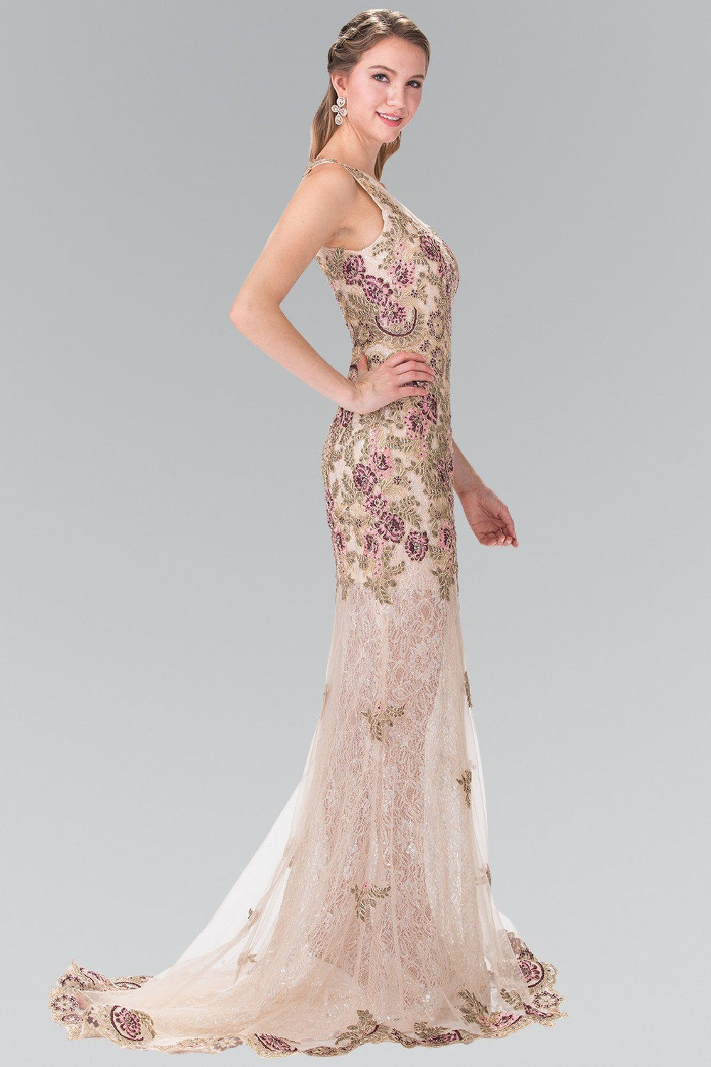 Long Floral Embroidered Lace Dress by Elizabeth K GL2269-Long Formal Dresses-ABC Fashion