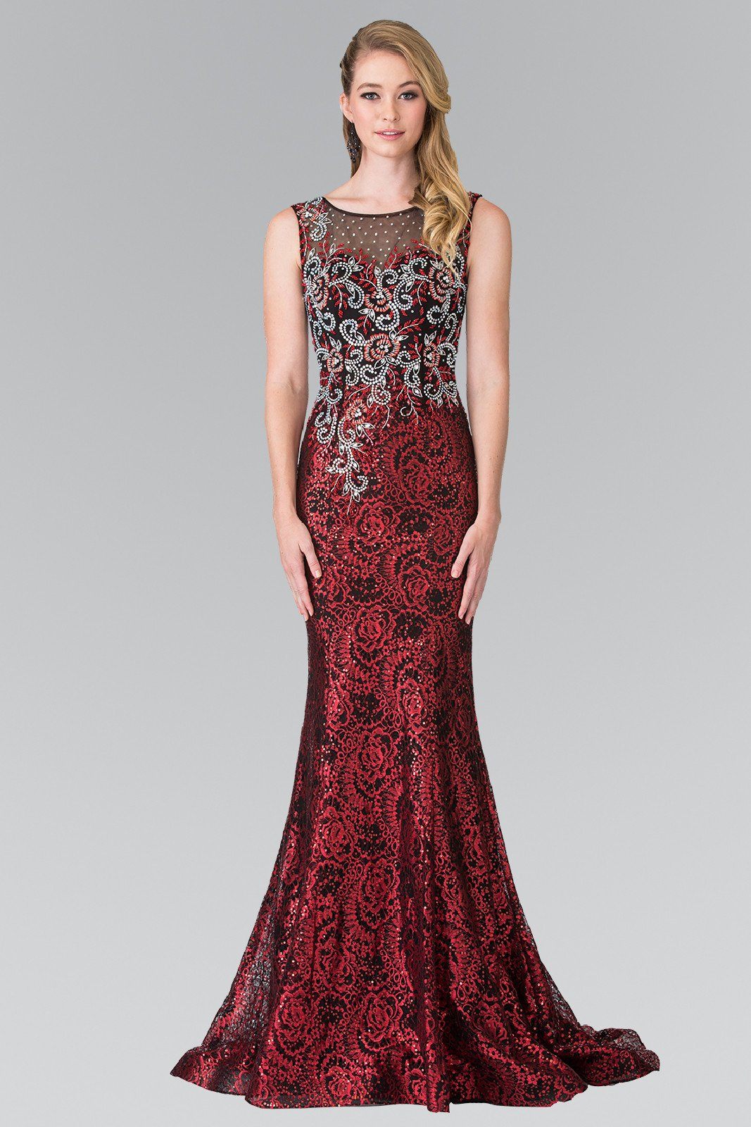 Long Floral Embroidered Sequined Dress by Elizabeth K GL2341-Long Formal Dresses-ABC Fashion