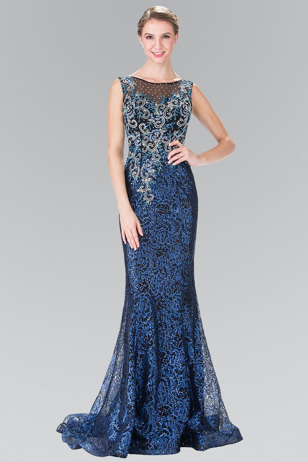 Long Floral Embroidered Sequined Dress by Elizabeth K GL2341-Long Formal Dresses-ABC Fashion