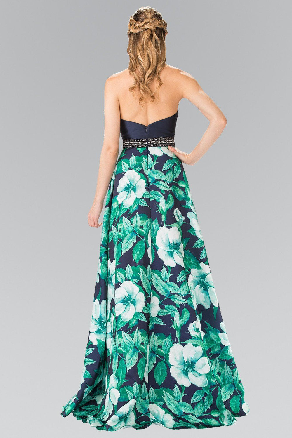 Long Floral Print Halter Dress by Elizabeth K GL2302-Long Formal Dresses-ABC Fashion