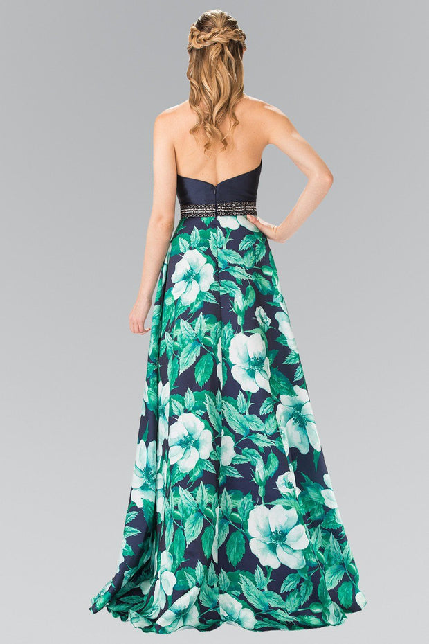 Long Floral Print Halter Dress by Elizabeth K GL2302-Long Formal Dresses-ABC Fashion
