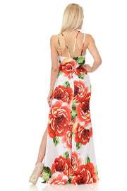 Long Floral Print Maxi Dress with Slit by Lenovia 5181-Long Formal Dresses-ABC Fashion