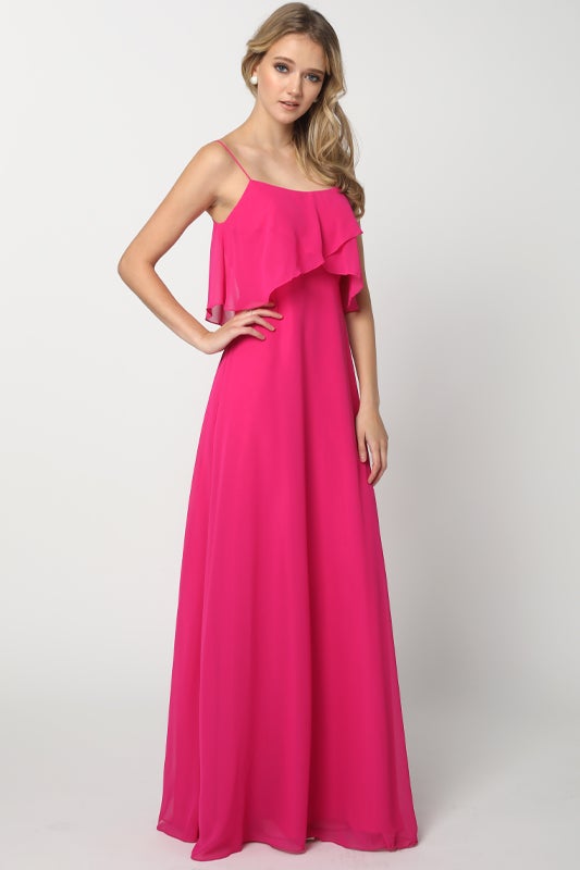 Long Flounce Top Chiffon Dress by Juliet 591