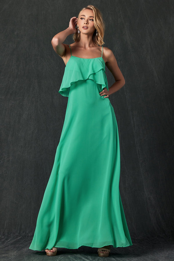 Long Flounce Top Chiffon Dress by Juliet 591 XS / Purple