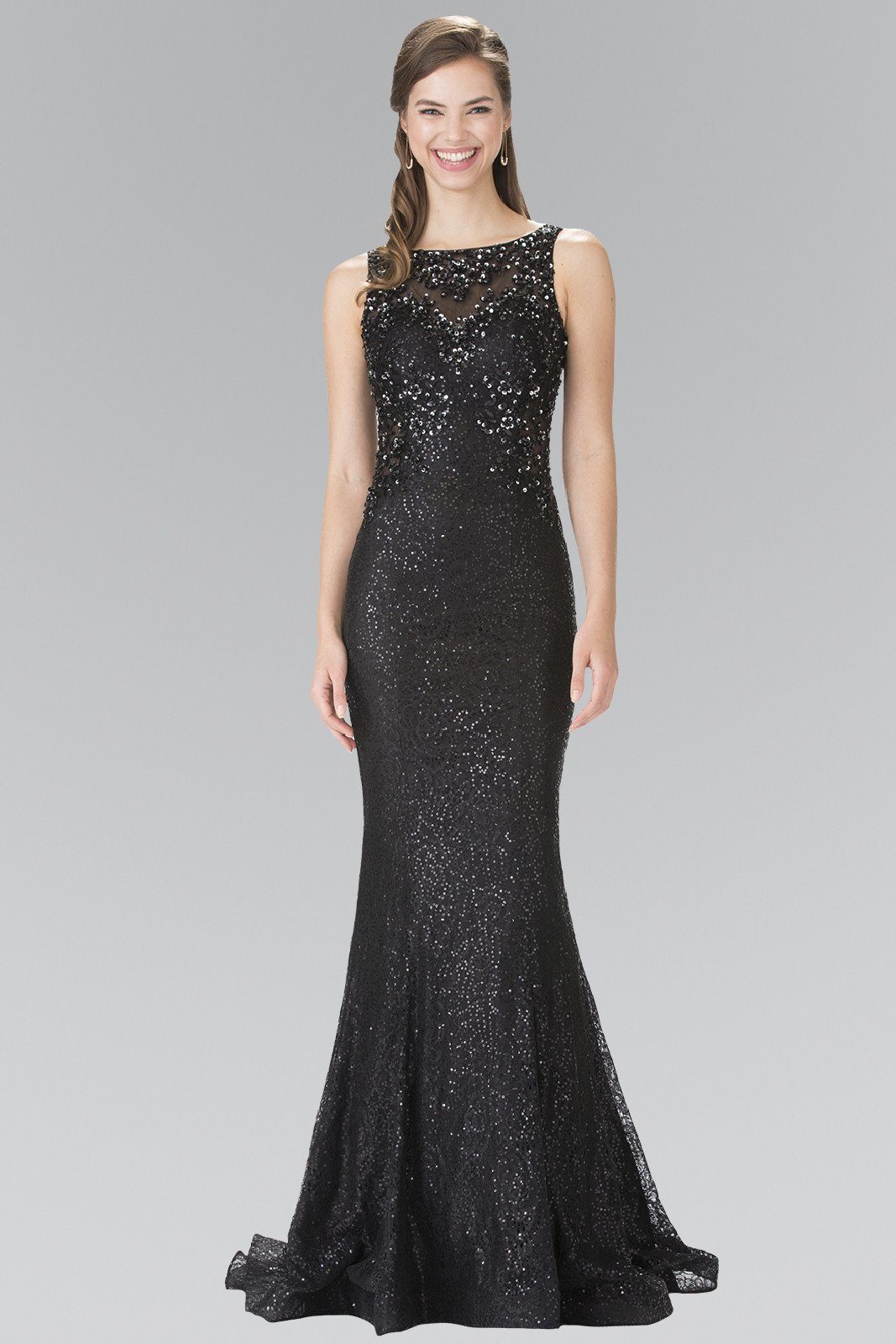 Long Flower Sequined Lace Dress by Elizabeth K GL2268-Long Formal Dresses-ABC Fashion