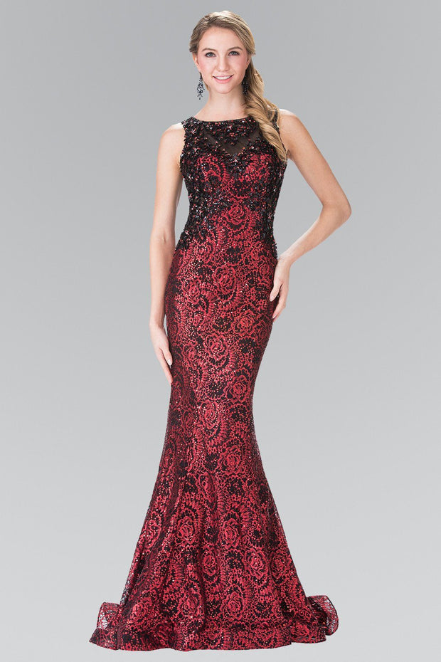 Long Flower Sequined Lace Dress by Elizabeth K GL2268-Long Formal Dresses-ABC Fashion