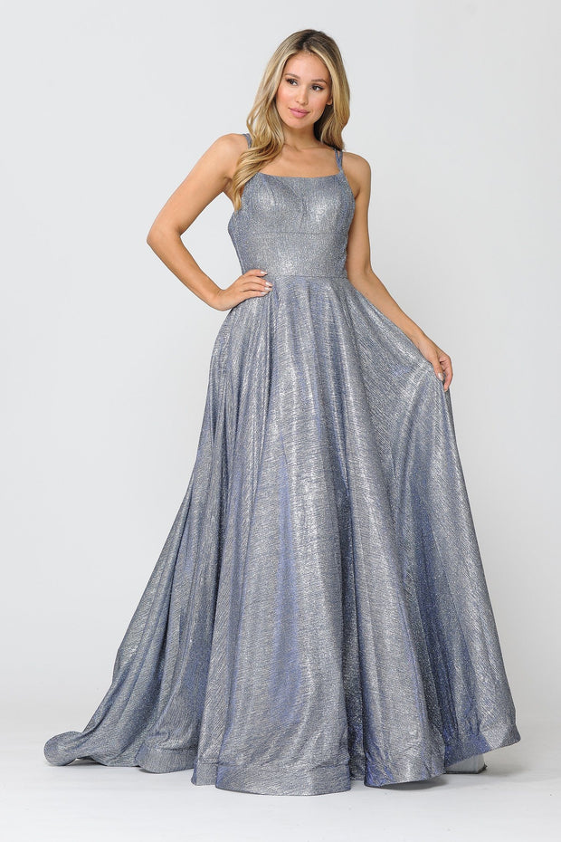 Long Foiled Glitter Dress with Strappy Back by Poly USA 8716