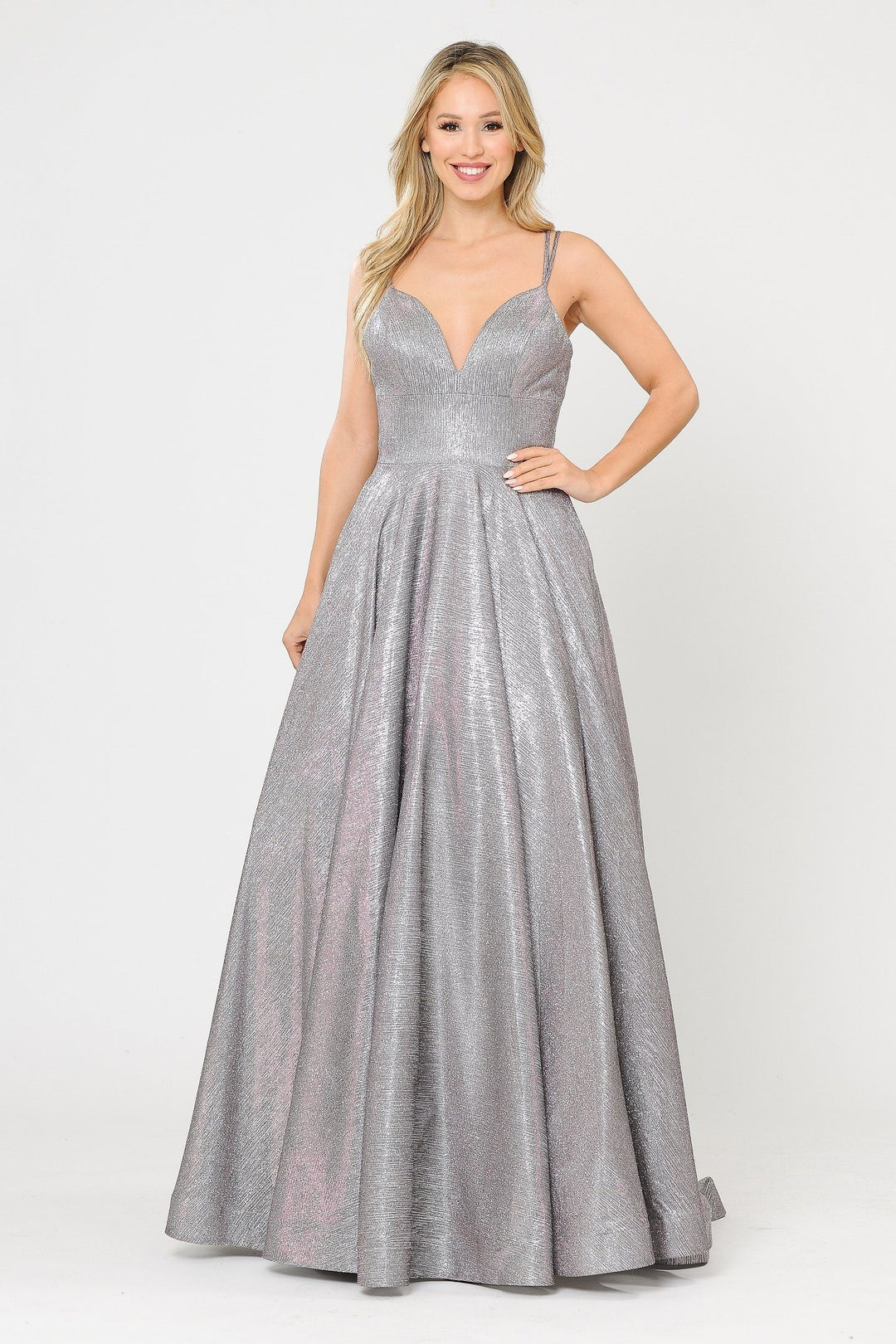 Long Foiled Glitter Sweetheart Dress by Poly USA 8714