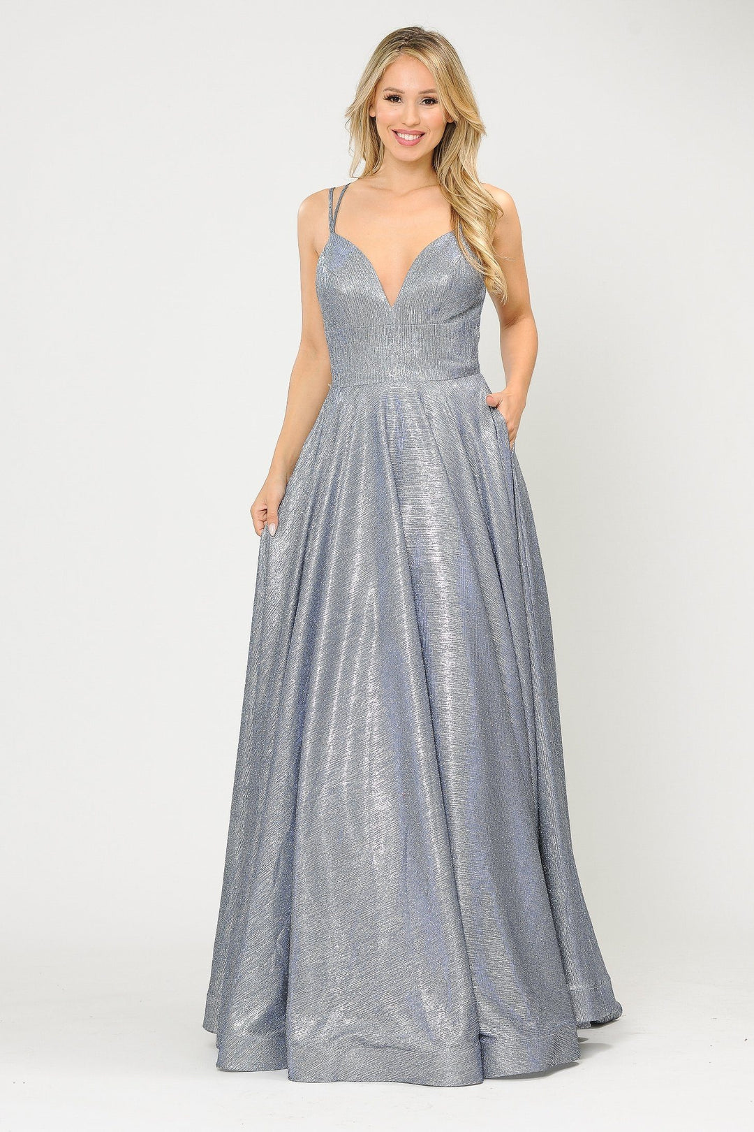 Long Foiled Glitter Sweetheart Dress by Poly USA 8714