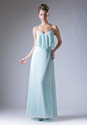 Long Formal Dress with Ruffled Bodice by Cinderella Divine CH537-Long Formal Dresses-ABC Fashion