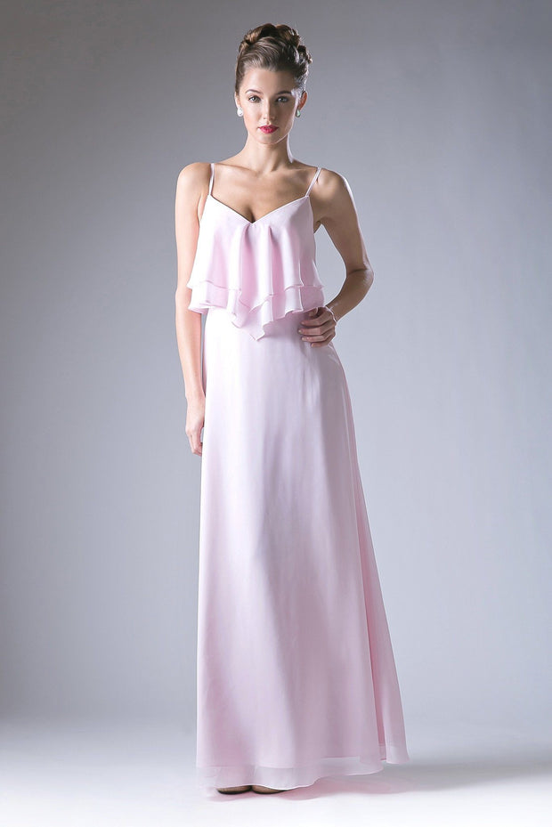 Long Formal Dress with Ruffled Bodice by Cinderella Divine CH537-Long Formal Dresses-ABC Fashion