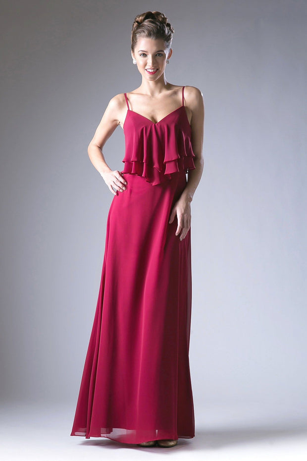 Long Formal Dress with Ruffled Bodice by Cinderella Divine CH537-Long Formal Dresses-ABC Fashion