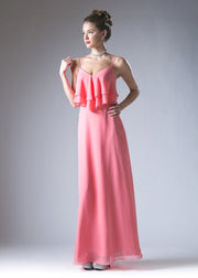 Long Formal Dress with Ruffled Bodice by Cinderella Divine CH537-Long Formal Dresses-ABC Fashion