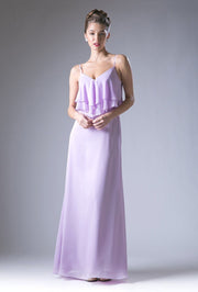 Long Formal Dress with Ruffled Bodice by Cinderella Divine CH537-Long Formal Dresses-ABC Fashion