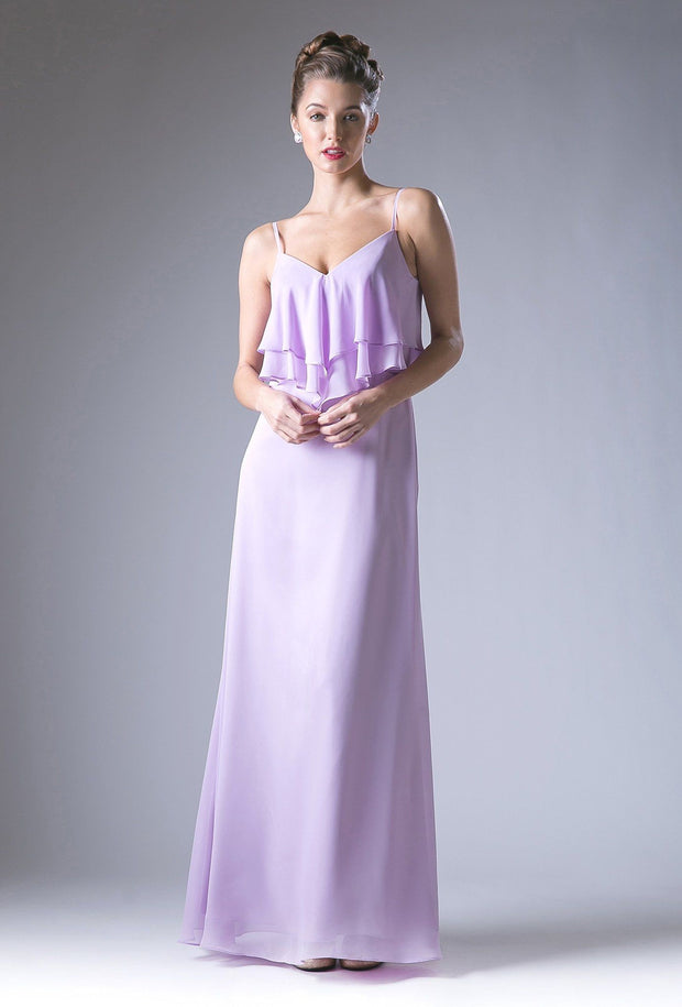 Long Formal Dress with Ruffled Bodice by Cinderella Divine CH537-Long Formal Dresses-ABC Fashion