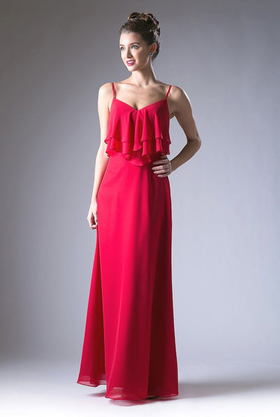Long Formal Dress with Ruffled Bodice by Cinderella Divine CH537-Long Formal Dresses-ABC Fashion