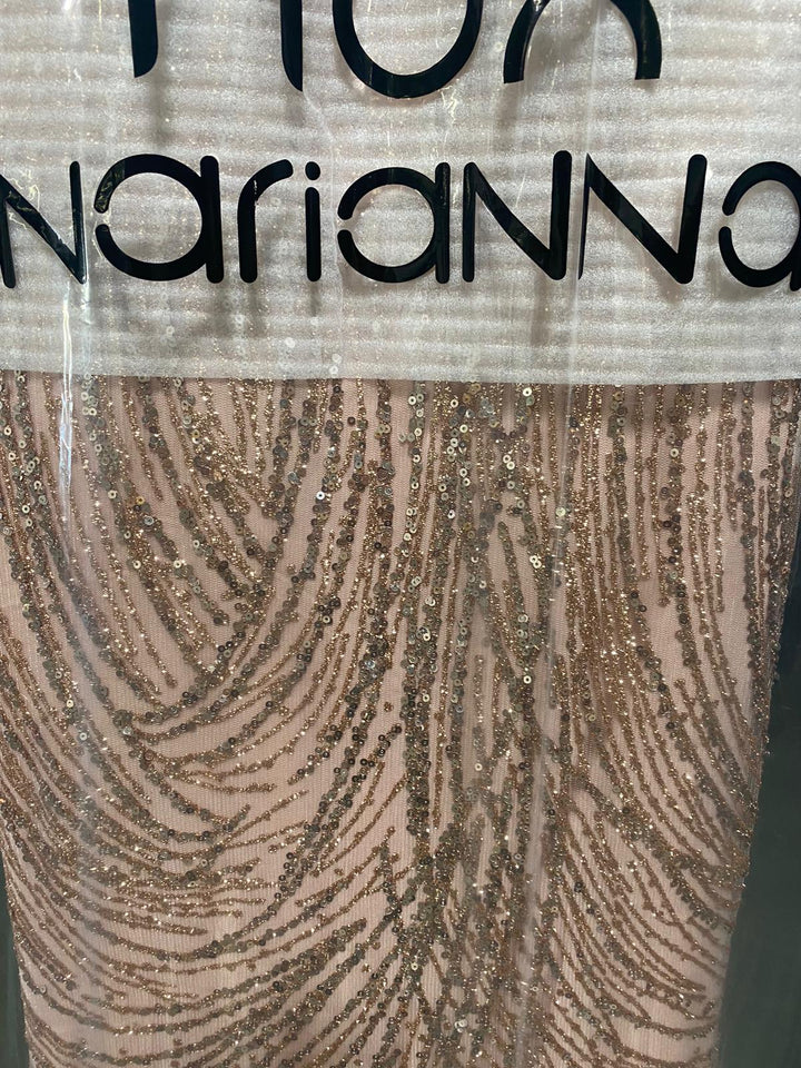 Long Glitter Dress with Corset Back by Nox Anabel T316