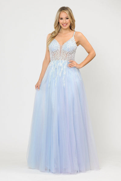 Long Glitter Dress with Embellished Bodice by Poly USA 8718