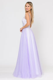 Long Glitter Dress with Embroidered Bodice by Poly USA 8354