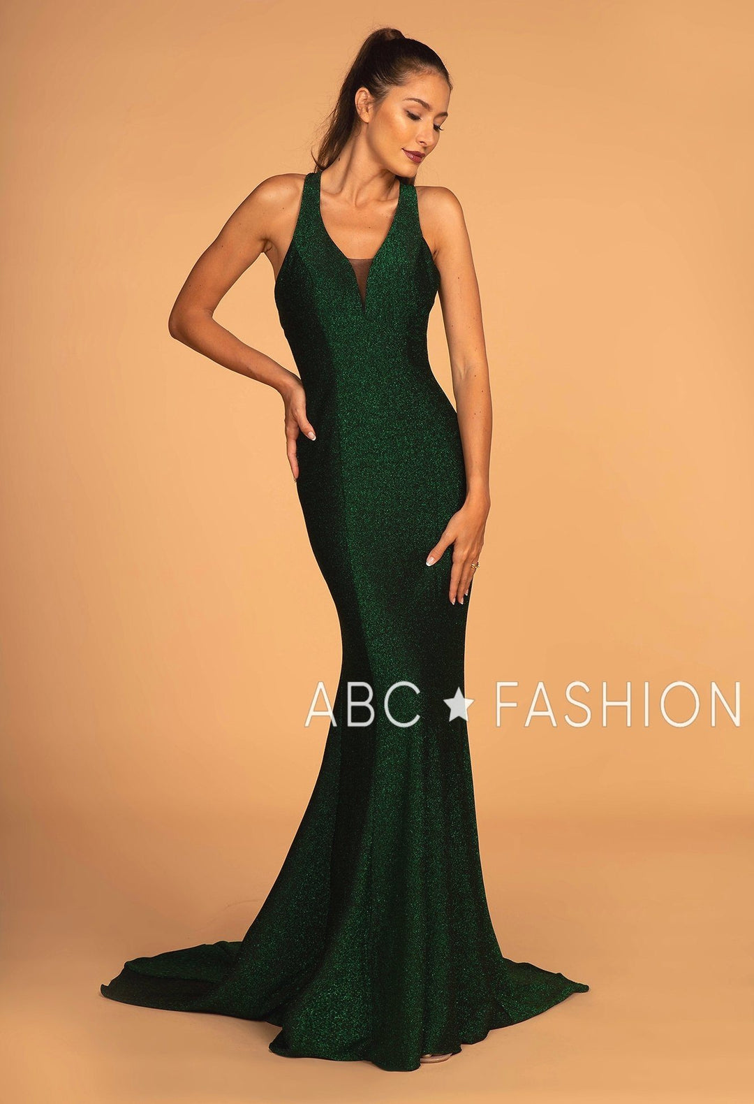 Long Glitter Mermaid Dress with Strappy Back by Elizabeth K GL2549-Long Formal Dresses-ABC Fashion