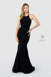 Long Glitter Mermaid Dress with Strappy Back by Nox Anabel C208-Long Formal Dresses-ABC Fashion