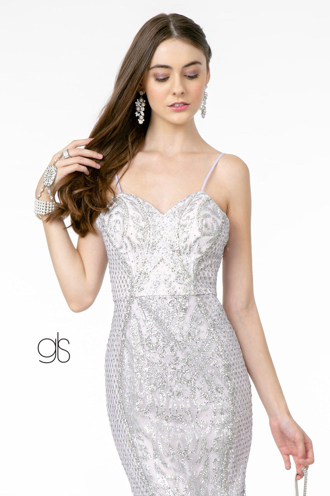 Long Glitter Mesh Mermaid Dress by Elizabeth K GL2936 M / Silver Long Glitter Mesh Mermaid Dress by Elizabeth K GL2936 M / Silver