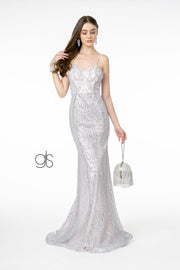Long Glitter Mesh Mermaid Dress by Elizabeth K GL2936