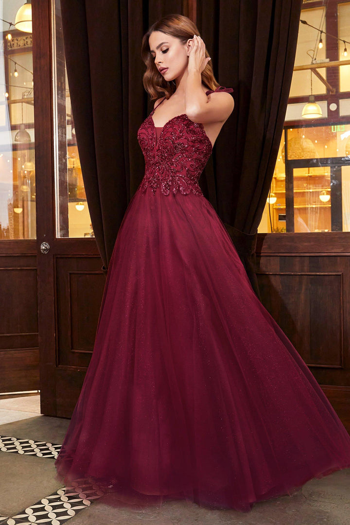 Long Glitter Tulle Dress by Cinderella Divine CD0178