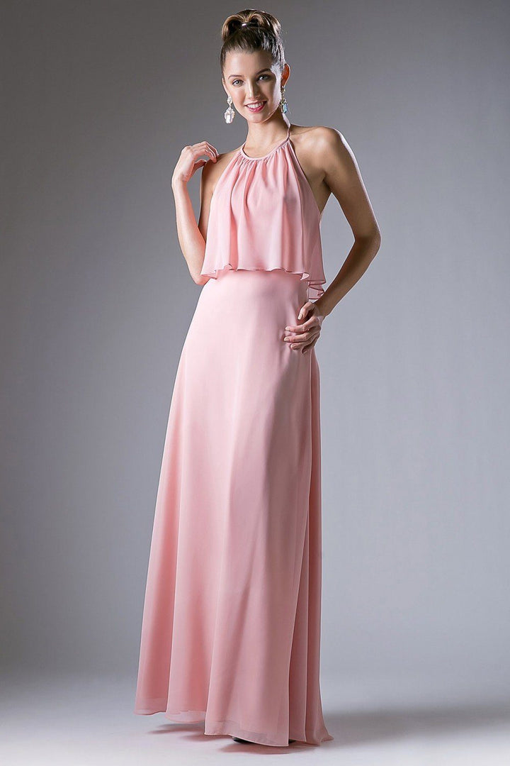 Long Halter Chiffon Dress by Cinderella Divine CF130