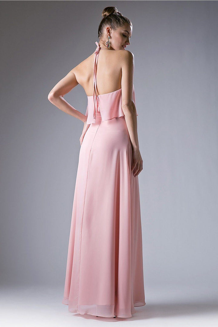 Long Halter Chiffon Dress by Cinderella Divine CF130