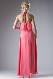 Long Halter Chiffon Dress by Cinderella Divine CF130