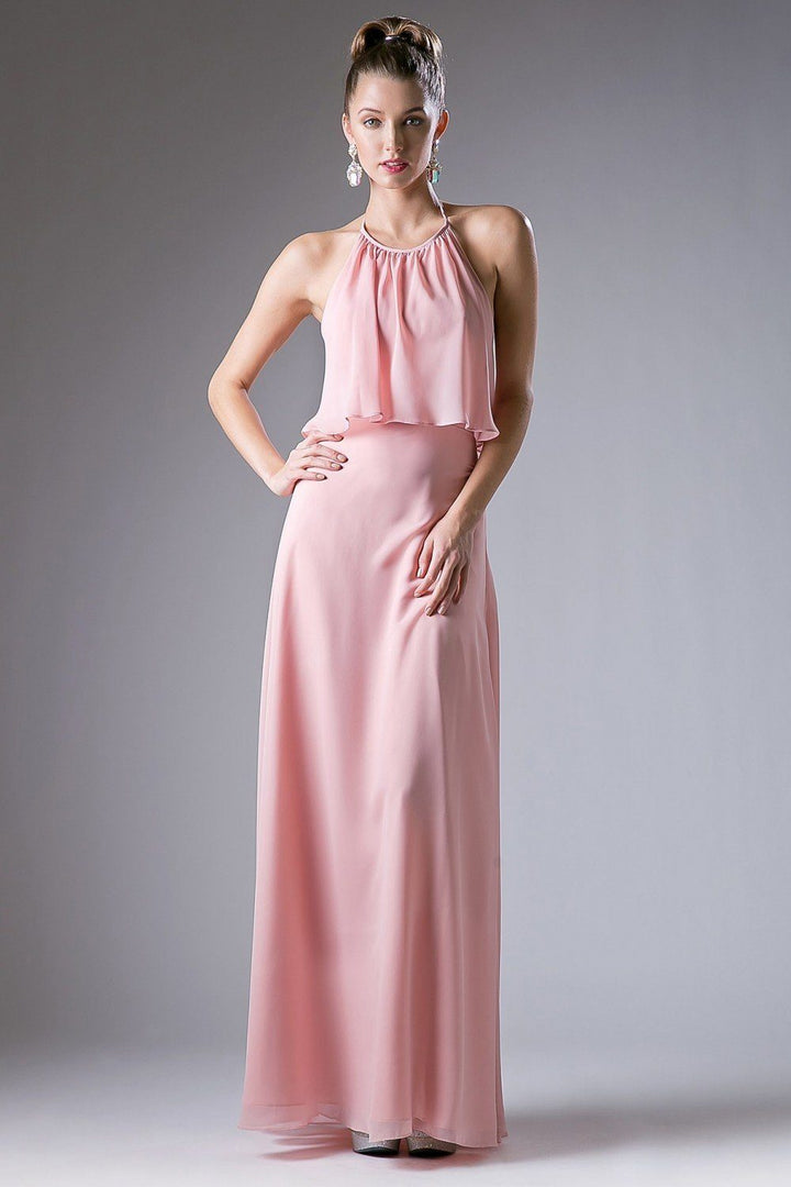 Long Halter Chiffon Dress by Cinderella Divine CF130