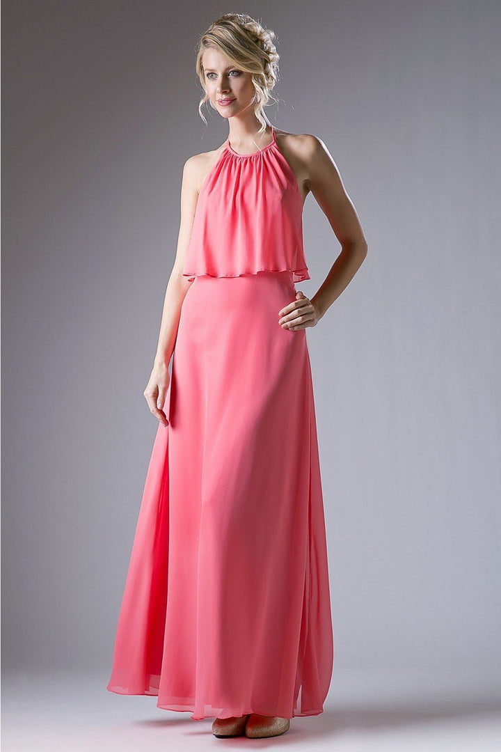 Long Halter Chiffon Dress by Cinderella Divine CF130