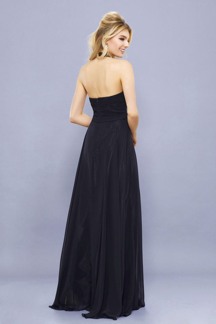 Long Halter Chiffon Dress with Lace Bodice by Nox Anabel 8233-Long Formal Dresses-ABC Fashion