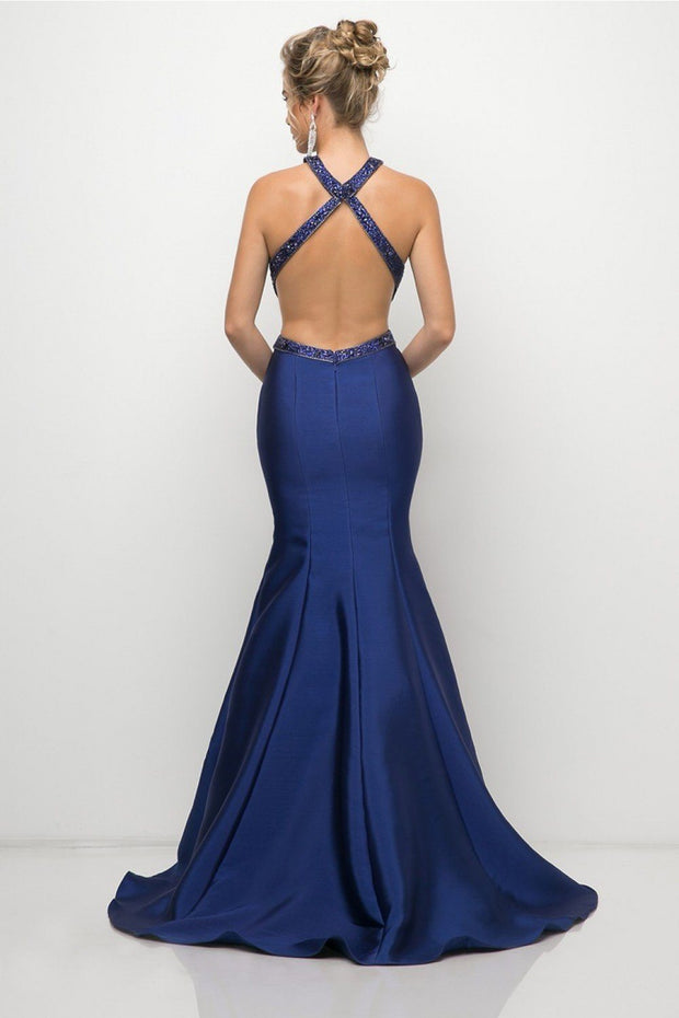 Long Halter Mermaid Dress by Cinderella Divine J767