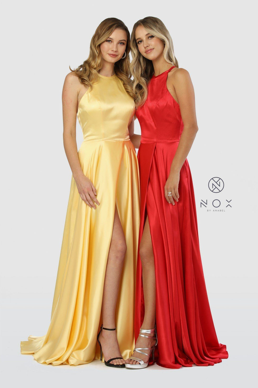 Long High-Neck Dress with Corset Open Back by Nox Anabel C209-Long Formal Dresses-ABC Fashion