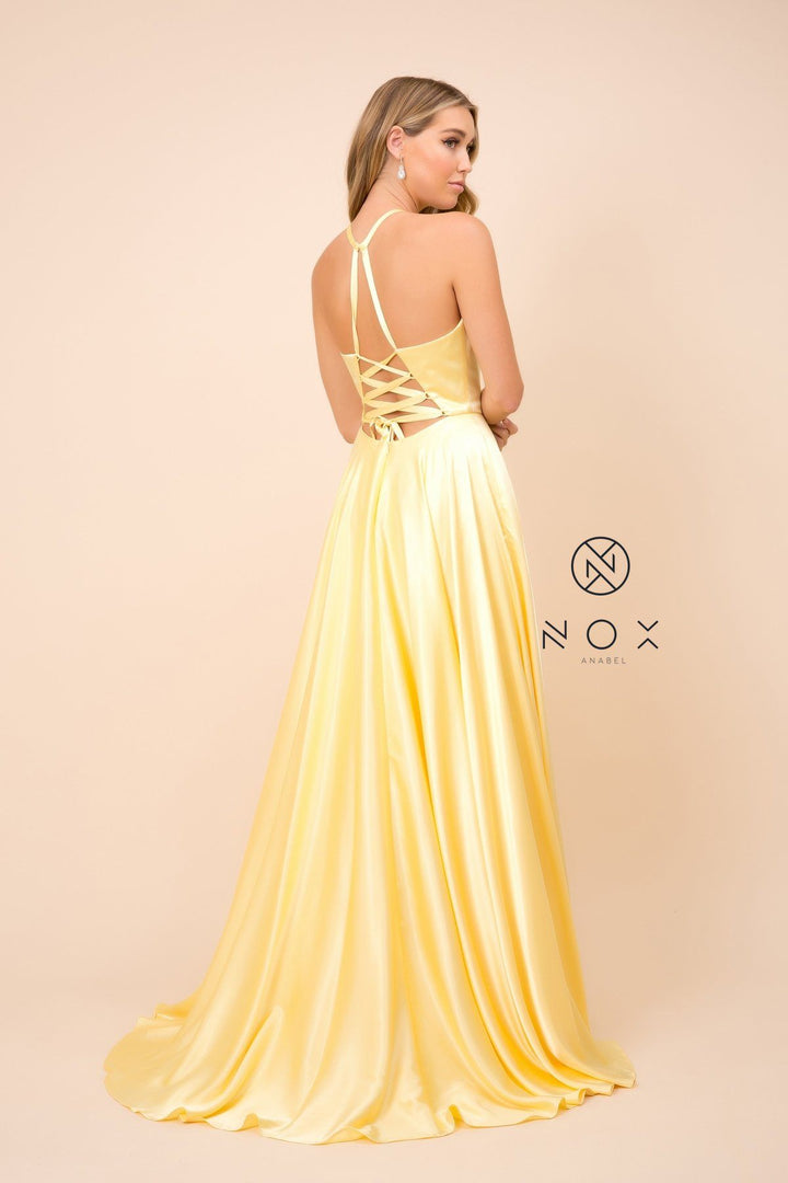 Long High-Neck Dress with Corset Open Back by Nox Anabel C209