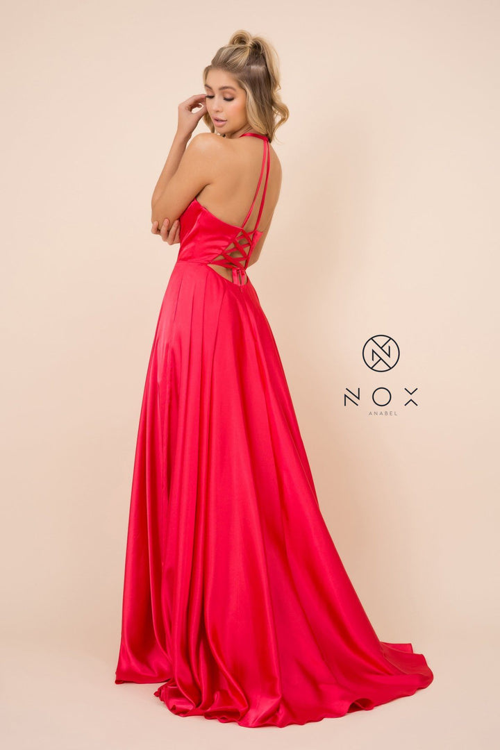 Long High-Neck Dress with Corset Open Back by Nox Anabel C209