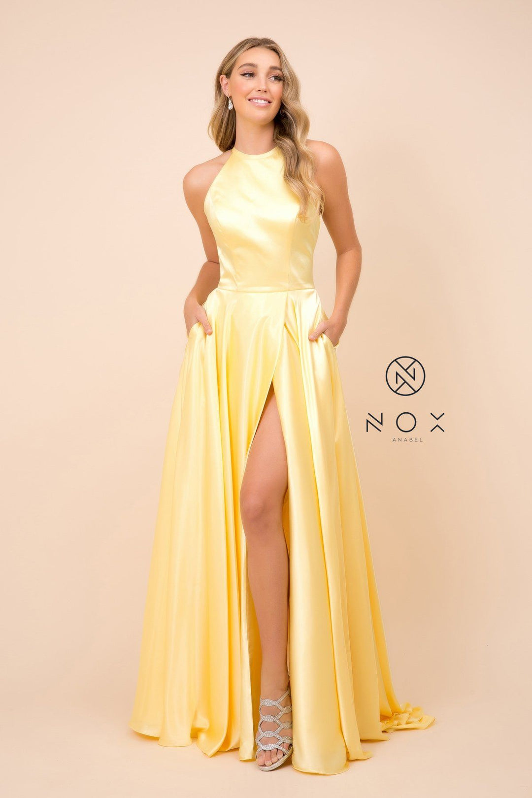 Long High-Neck Dress with Corset Open Back by Nox Anabel C209