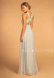 Long High-Neck Halter Dress with Lace Details by Elizabeth K GL2605-Long Formal Dresses-ABC Fashion